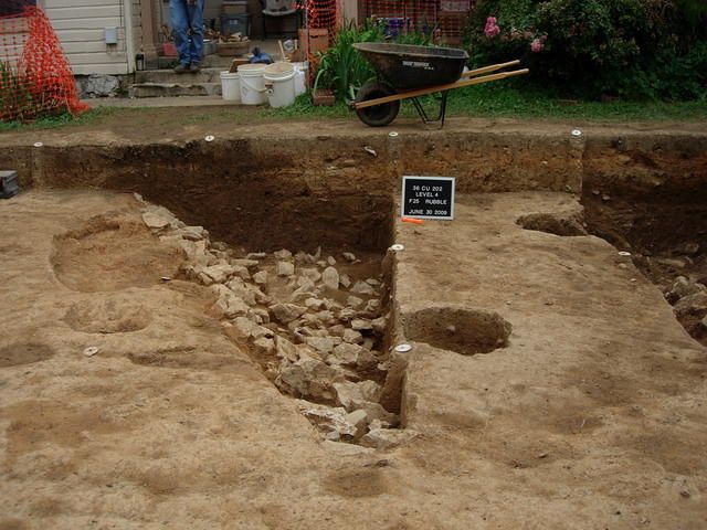 Back wall of building foundation