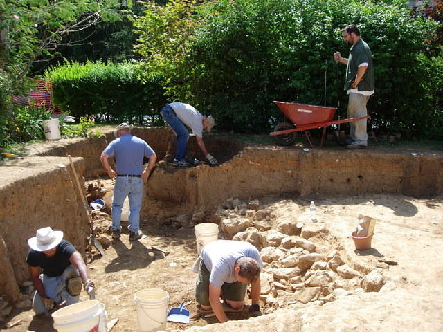 Clearing the rubble from feature 25