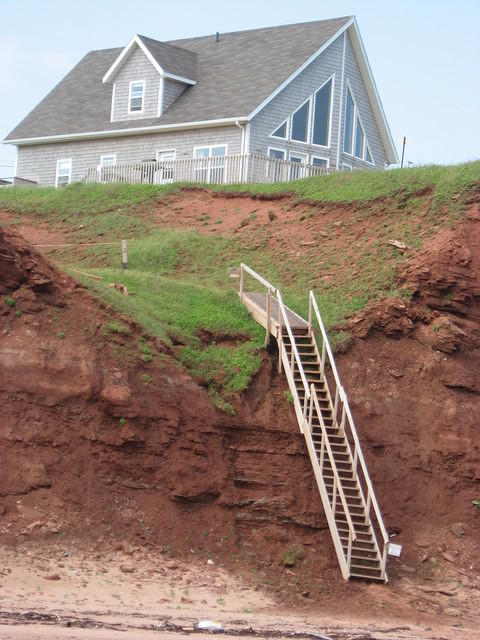 Long stairway to a cottage